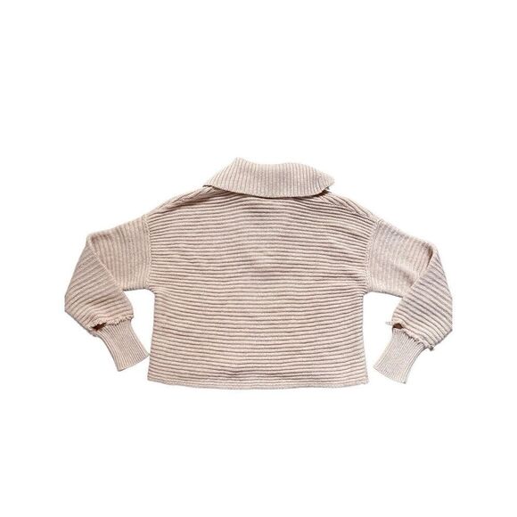 Free People Marlie Pullover Collared Deep V Chunky Knit Sweater Pink Women’s XS - Picture 5 of 16